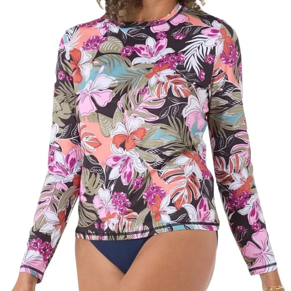 NWT - Roxy Ladies' Sun Protection Tee Pink Floral – Size XS